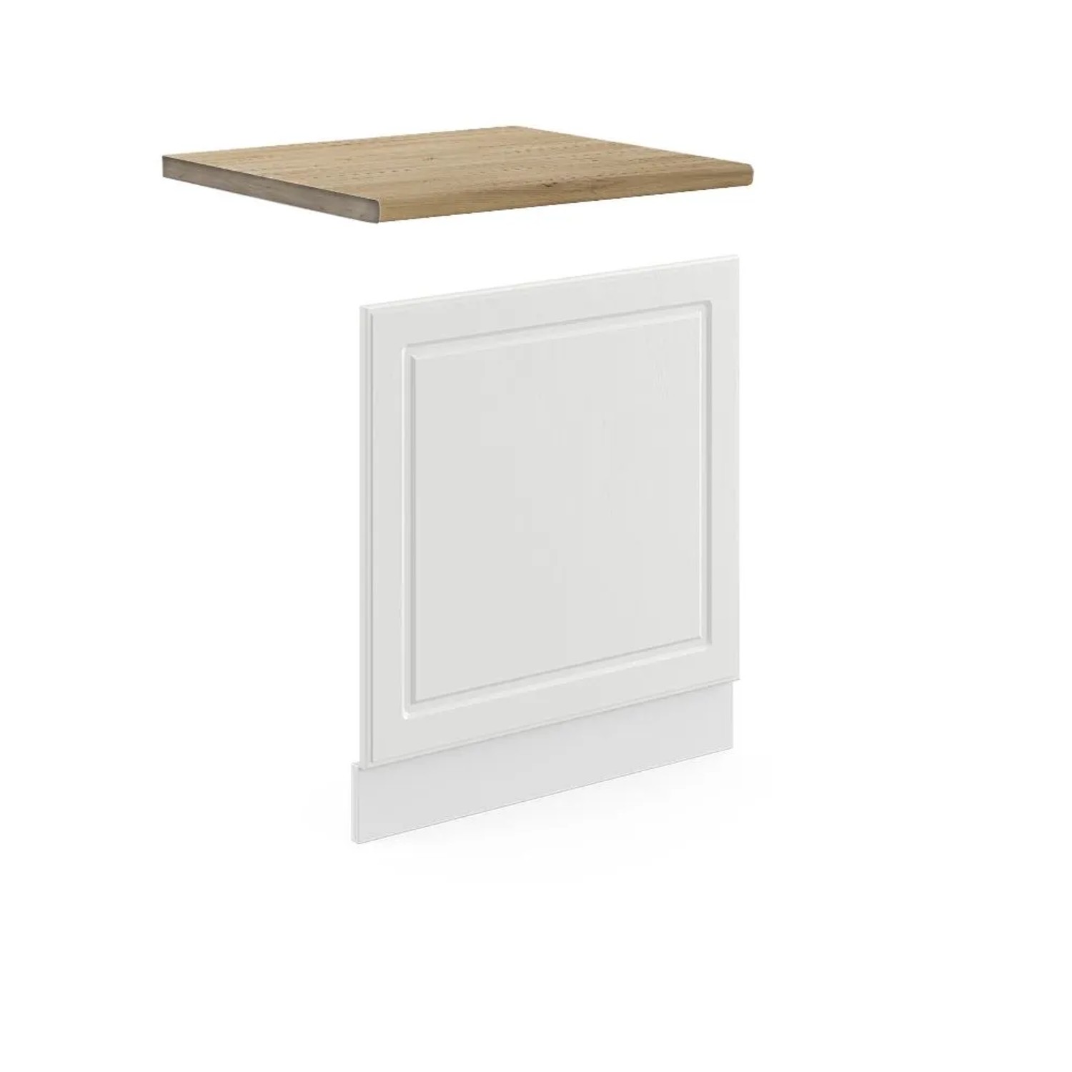 Vicco Frontblende R-Line Geschirrspüler Fronttür Weiß Landhaus Weiß 60 cm AP Eiche