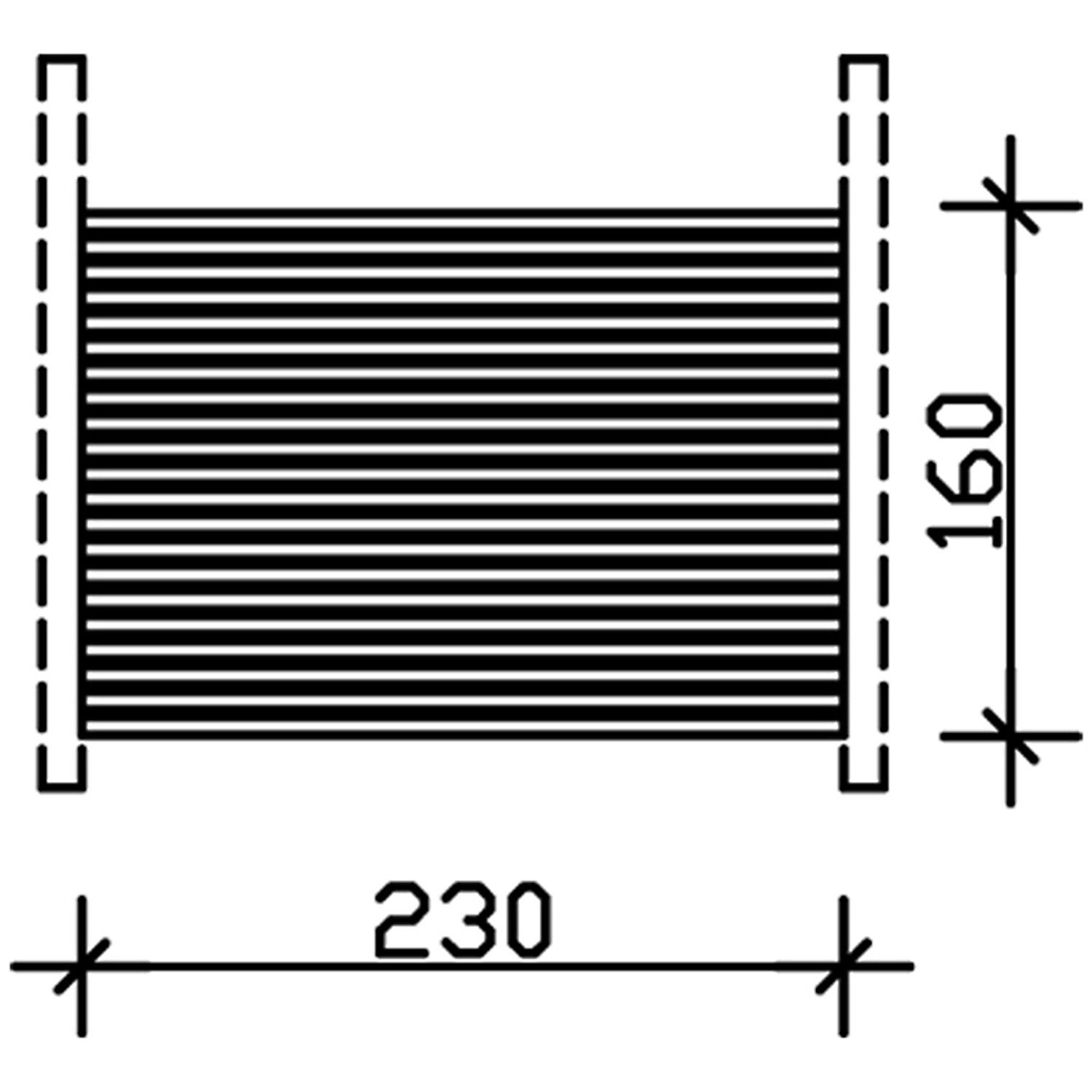 Technische Zeichnung: Skan Holz Seitenwand Rhombus, 230x160 cm, Fichte Natur, Maße