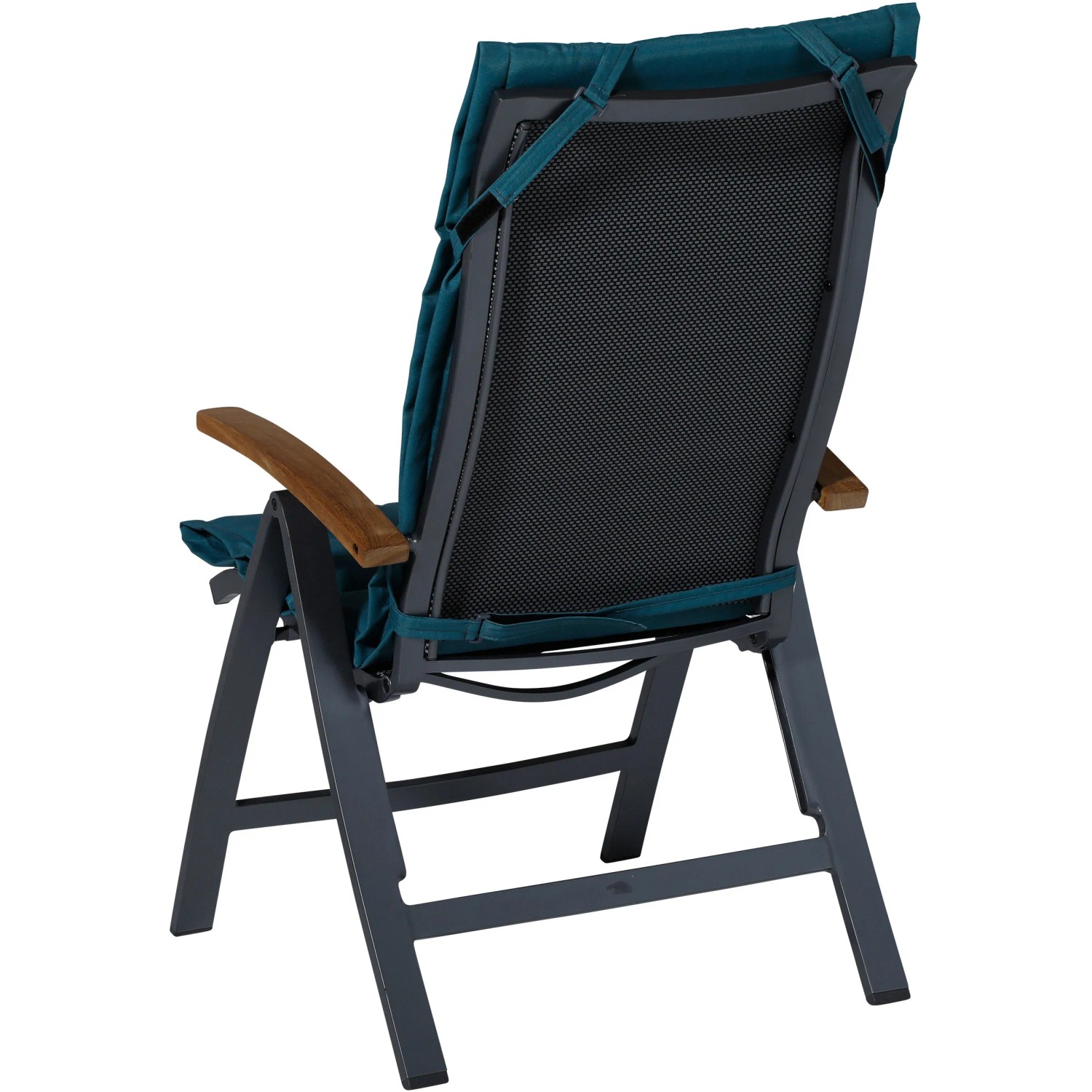 Madison Auflage Panama Sea Blue (125x51 cm) für Gartenstuhl, Rückansicht mit Haltebändern.