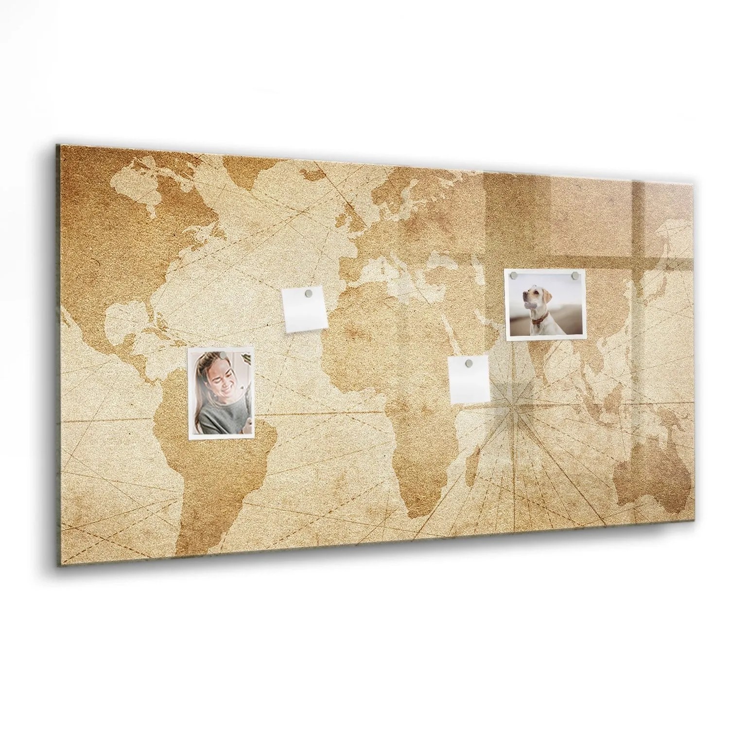 Tulup Beschreibbare Glasmagnettafel Vintage Weltkarte Magnettafel Büro Glas günstig online kaufen