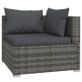 Graues vidaXL Garten Lounge Set, 4-teilig, mit anthrazitfarbenen Kissen aus Polyrattan.
