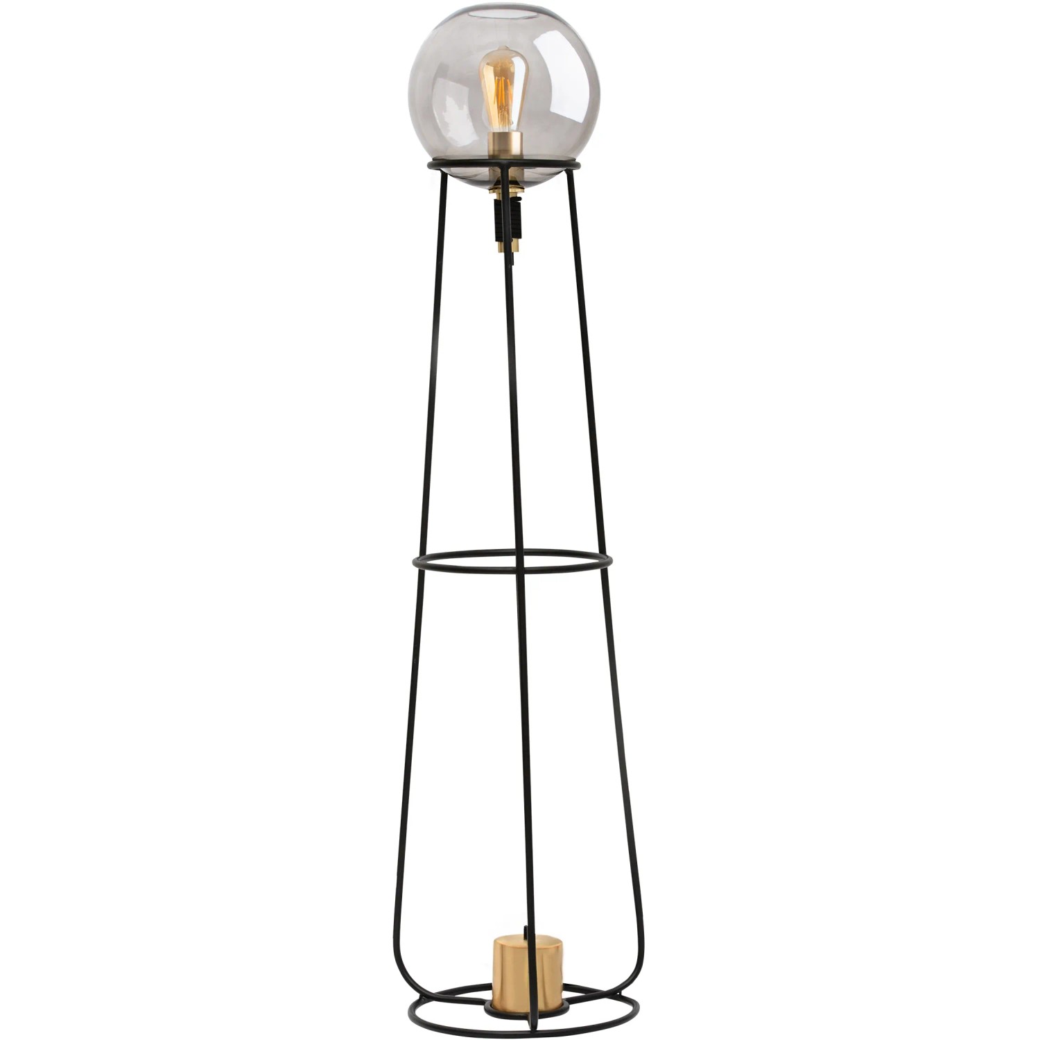 Schwarze Näve Stehleuchte Stelo mit Glaskugel, 128,5 cm hoch, im Industrial Style.