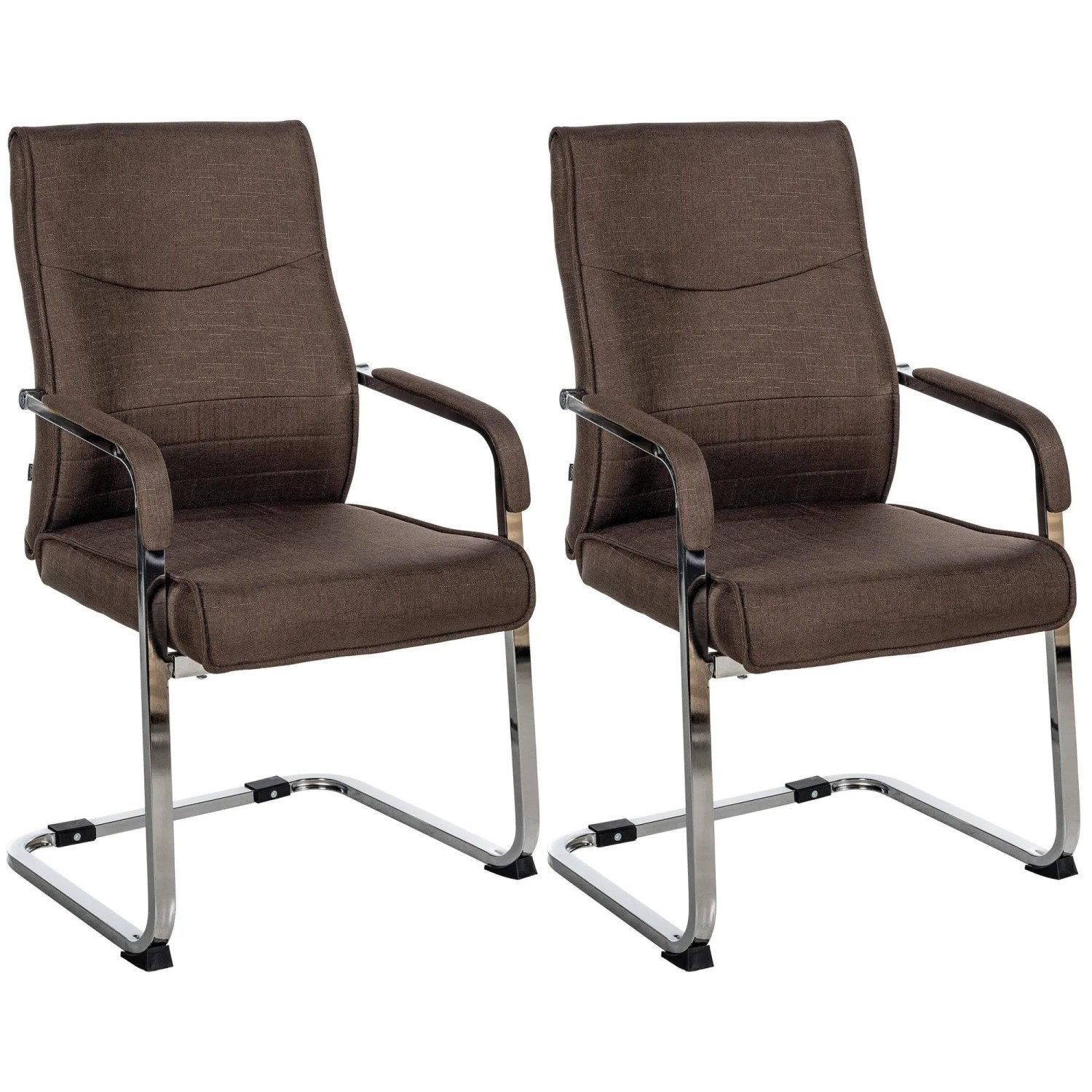 DELUKE 2er Set Besucherstuhl SKOPJE Stoff Braun 55x60x88cm Konferenzstuhl Wartezimmerstuhl Bürostuhl