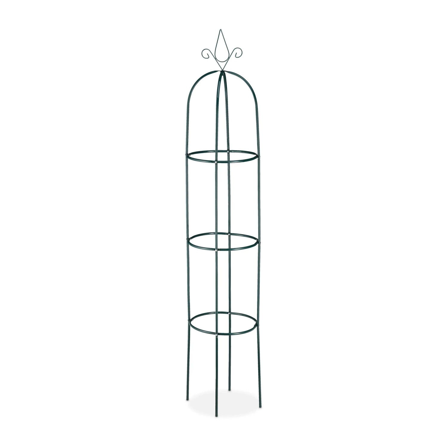 Relaxdays Rankobelisk 2er Set Eisen Grün Pulverbeschichtet 200 cm x ø 41 cm