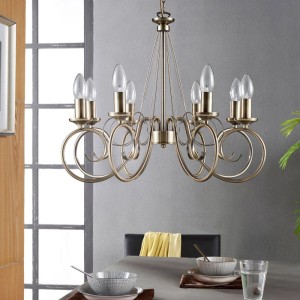 Lindby Kronleuchter Marnia, 8-flammig, Bronze-Finish, Metall, Retro-Design für Wohnzimmer und Esszimmer.