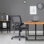 Ergonomischer, schwarzer DELUKE Bürostuhl ZEOS mit Netzbespannung und verstellbarer Höhe vor grauem Hintergrund.