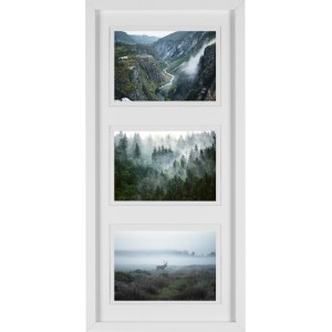 Weißer MDF-Bilderrahmen für 3 Fotos, 23x50 cm, ideal zur Wanddekoration.