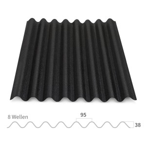 Onduline Easyline Bitumenwellplatte, schwarz, 100x76 cm. Kompakte Dachplatte für Gartenhaus, Carport oder Holzunterstand.
