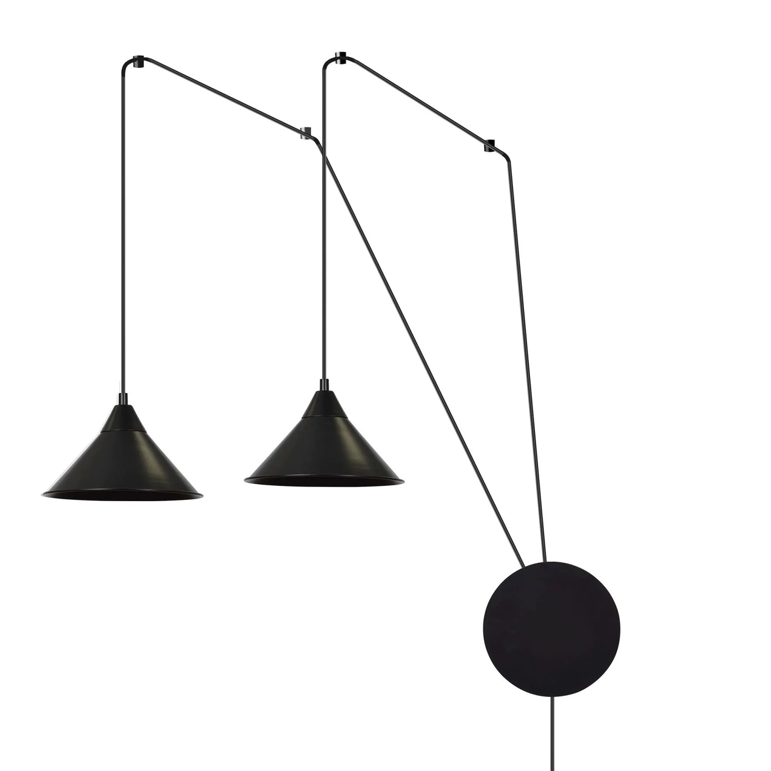 Licht-Erlebnisse Hängeleuchte Mit Kabel Stecker Schalter Max. 4,9 m Hoch Metall Schwarz 2x E27
