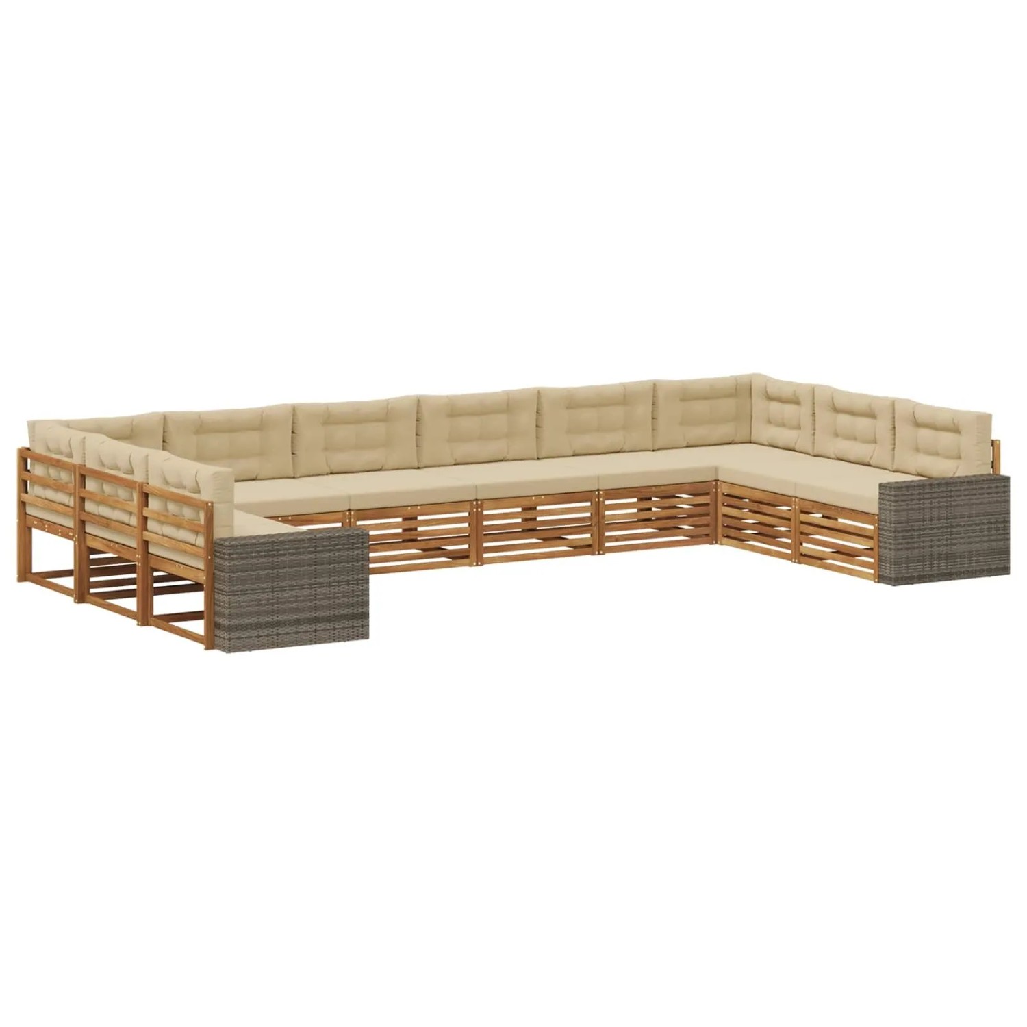 vidaXL Sofagarnituren mit Kissen 10 Stk Massivholz Akazie 3383911