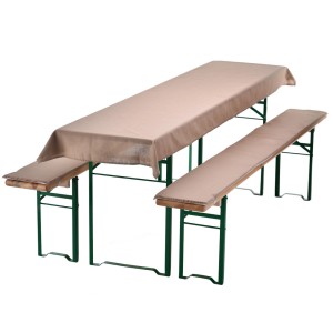 NYVI Bierbankauflagen Set, 3-teilig, beige, für Bierzeltgarnituren: Tischdecke und 2 Bankauflagen.