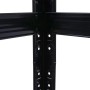 Detailaufnahme: Schwarzes MCW Schwerlastregal E33, Stecksystem ohne Schrauben.