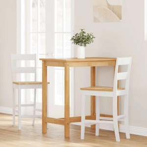 vidaXL Barhocker 2 Stk Weiß Massivholz Gummibaum 4102560