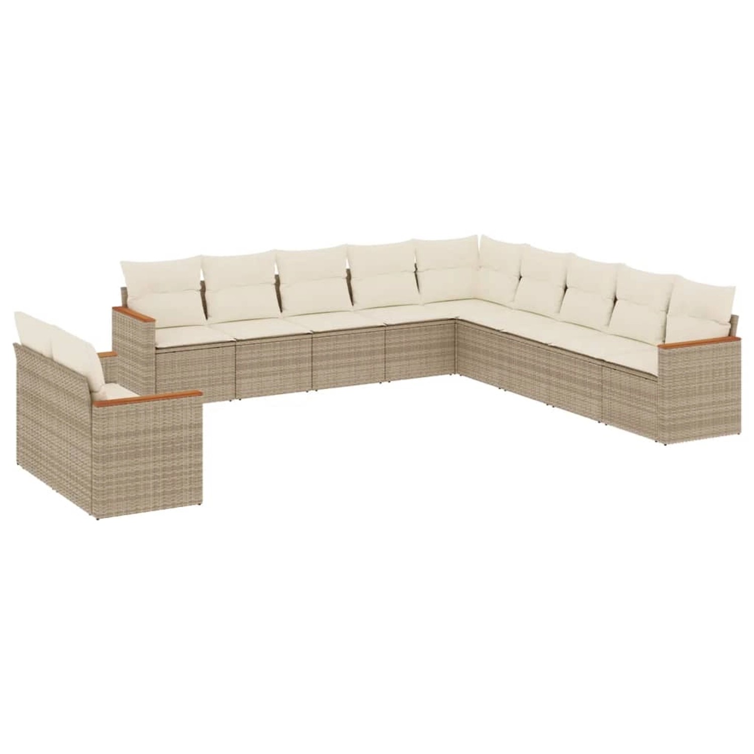 vidaXL 11-Tlg Garten-Sofagarnitur mit Kissen Beige Poly Rattan 3258530