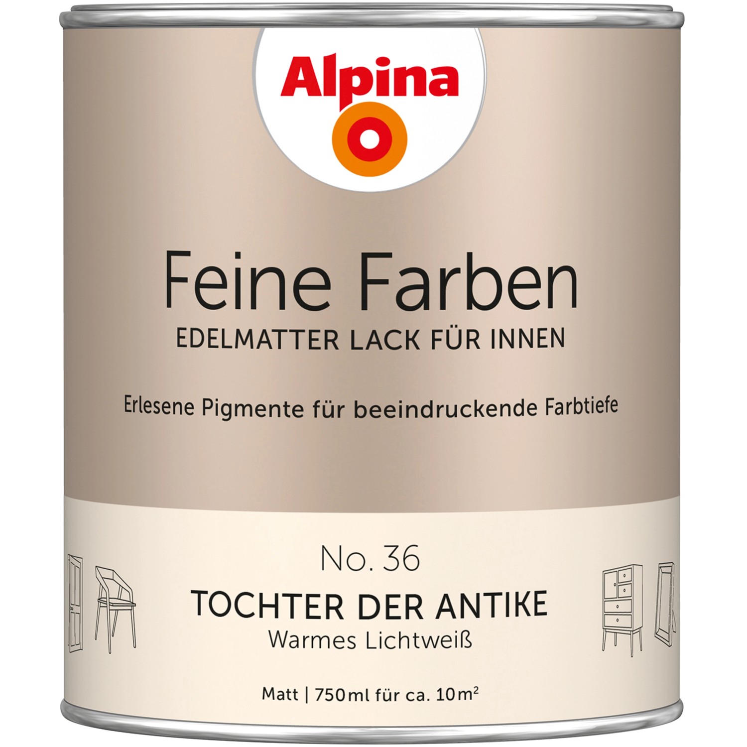 Alpina Feine Farben Lack No. 36 Tochter der Antike® Weiß edelmatt 750 ml