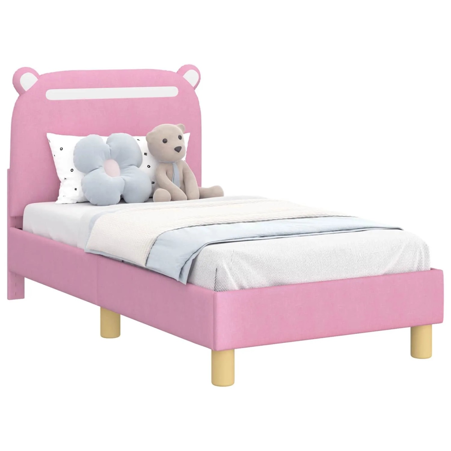 vidaXL Kinderbettgestell mit Kopfteil Rosa 70 x 140 cm Stoff 42011207 günstig online kaufen