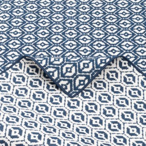 Dunkelblauer Snapstyle In- und Outdoor Teppich Cape Cod mit geometrischem Muster, 200x300 cm.
