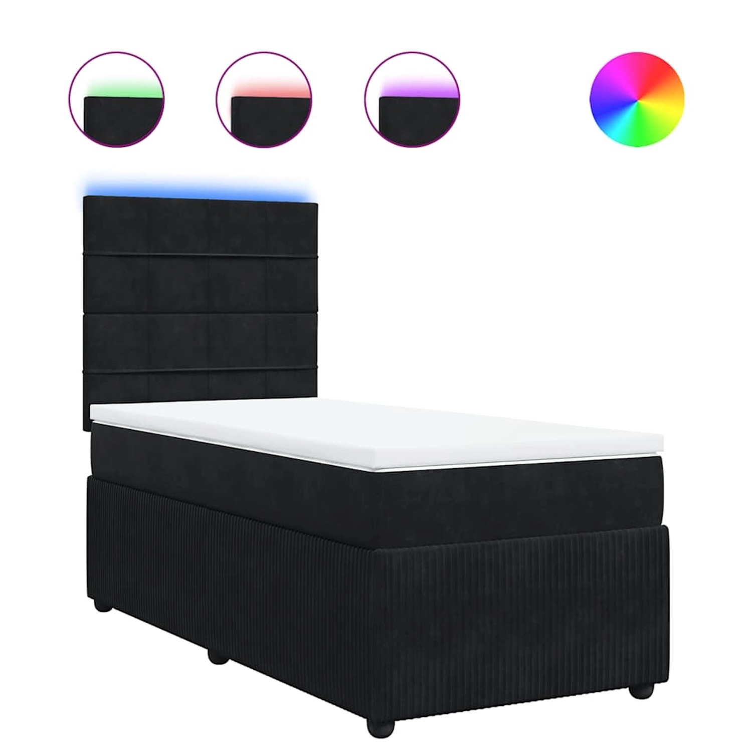 vidaXL Boxspringbett mit Matratze Schwarz 100x200 cm Samt 3294564 günstig online kaufen