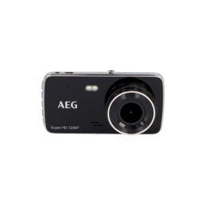AEG Dashcam DC 2 in Schwarz mit Linse und LED-Leuchte.