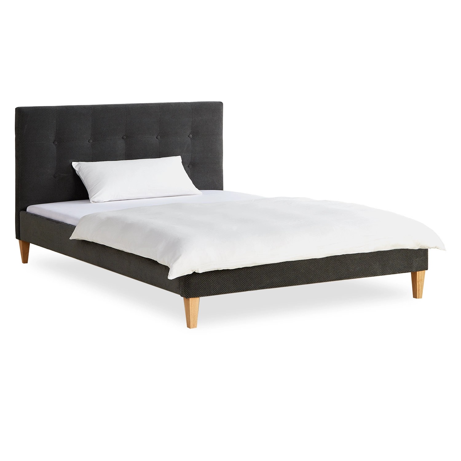 Homestyle4u Polsterbett 140x200 cm mit Matratze Samt Anthrazit Doppelbett G günstig online kaufen