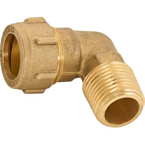 Klemmring-Winkel aus Messing, 15 mm x 21 mm (R 1/2), für Sanitär- und Heizungsinstallation.