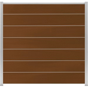 GartenLand WPC Zaun XL Ameland Exclusive Co-extrudiert ca. 180 x 180 cm Sichtschutz Steckzaun Ipê mit Zwischenleisten und Abschlussleiste Silber
