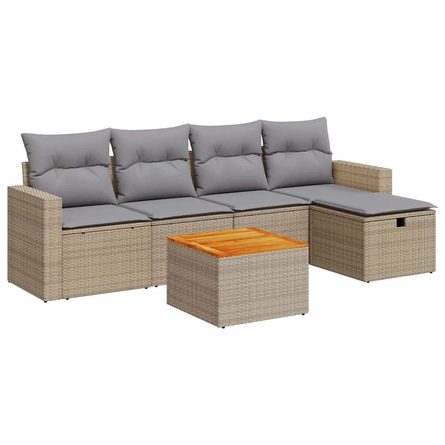 vidaXL 6-Tlg Garten-Sofagarnitur mit Kissen Beige Poly Rattan 3325783 günstig online kaufen