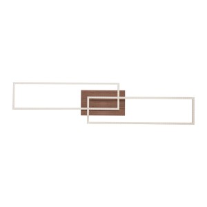 Moderne LED-Deckenleuchte Iven mit Holzdekor, 110x25 cm, für stimmungsvolle Beleuchtung.