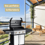 deluxe4home Gasgrillwagen mit 3+1 Brennern und Thermometer auf Terrasse.