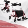 Costway Rollator Faltbar und Leicht mit Sitz 2-In-1 Rollstuhl Rot_3