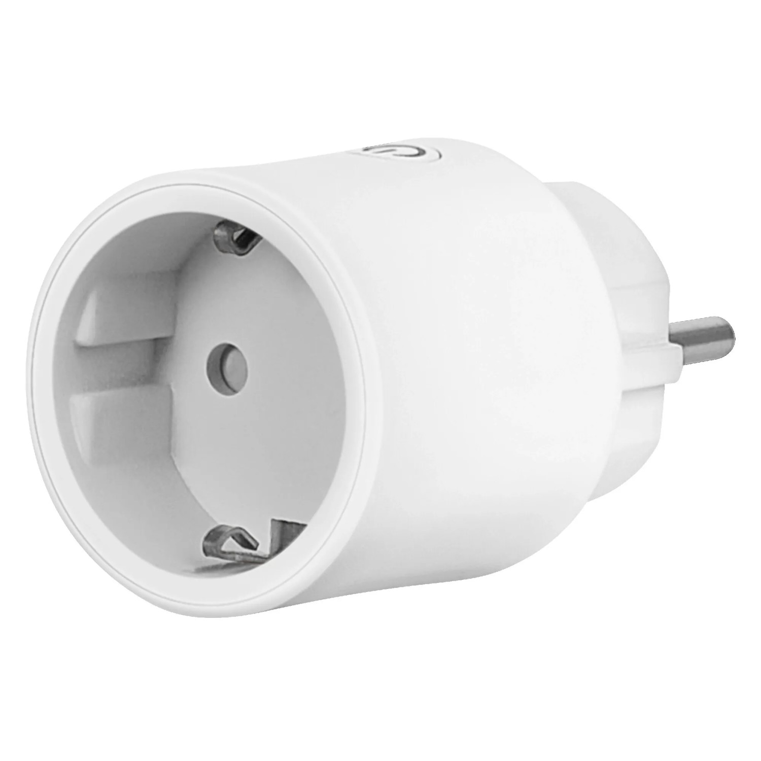 Weiße Osram Smart+ WiFi Matter Steckdose für smarte Steuerung von Geräten.