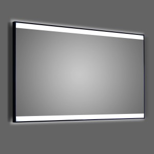 DSK Design LED-Lichtspiegel Black Stark, 120x70 cm, mit schwarzem Rahmen und LED-Beleuchtung.