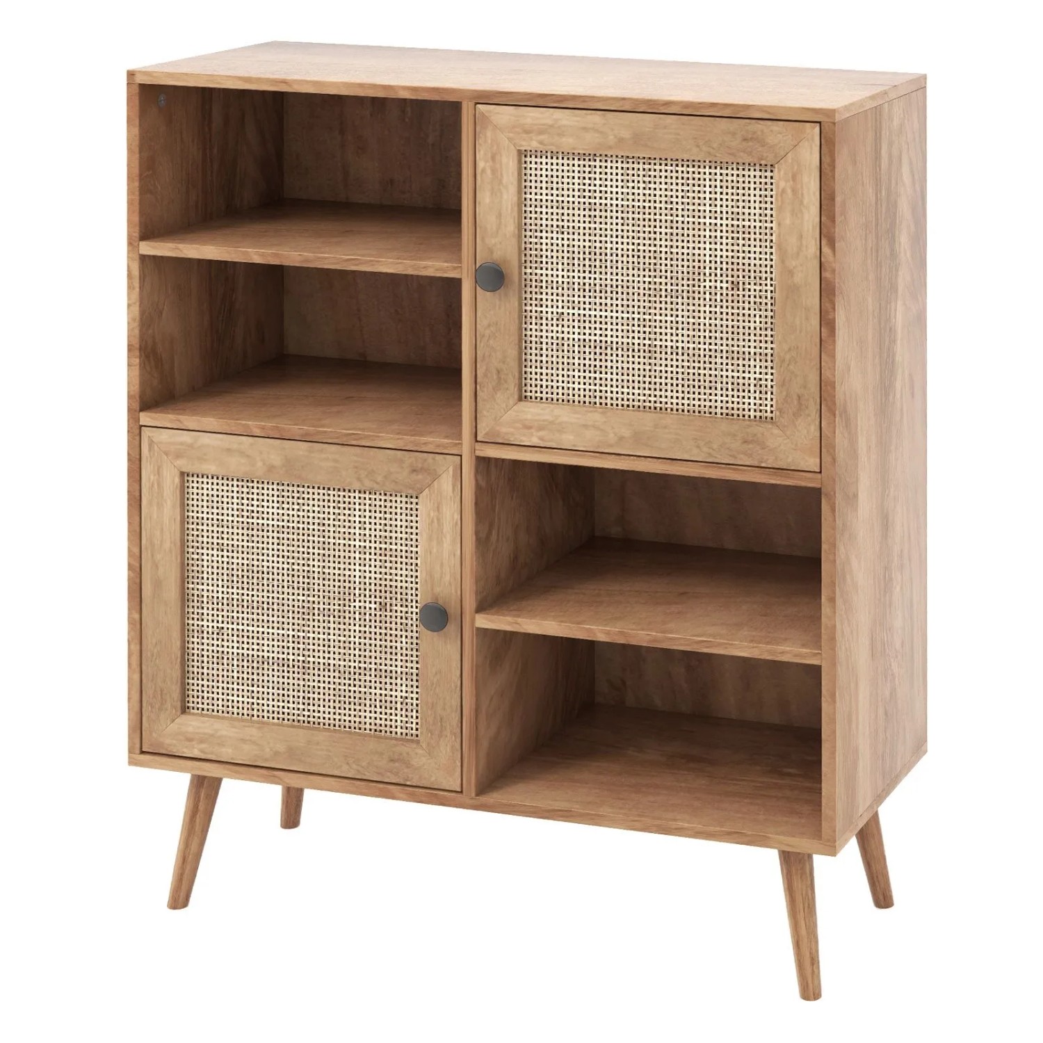 Costway Sideboard Rattan 80 x29,5 x 97 cm 2 Türen 4 Fächer günstig online kaufen