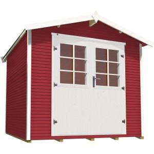 Weka Gartenhaus 218, Gr. 3, rot, mit Satteldach und Doppeltür. Holz-Gartenhaus mit Wetterschutz.