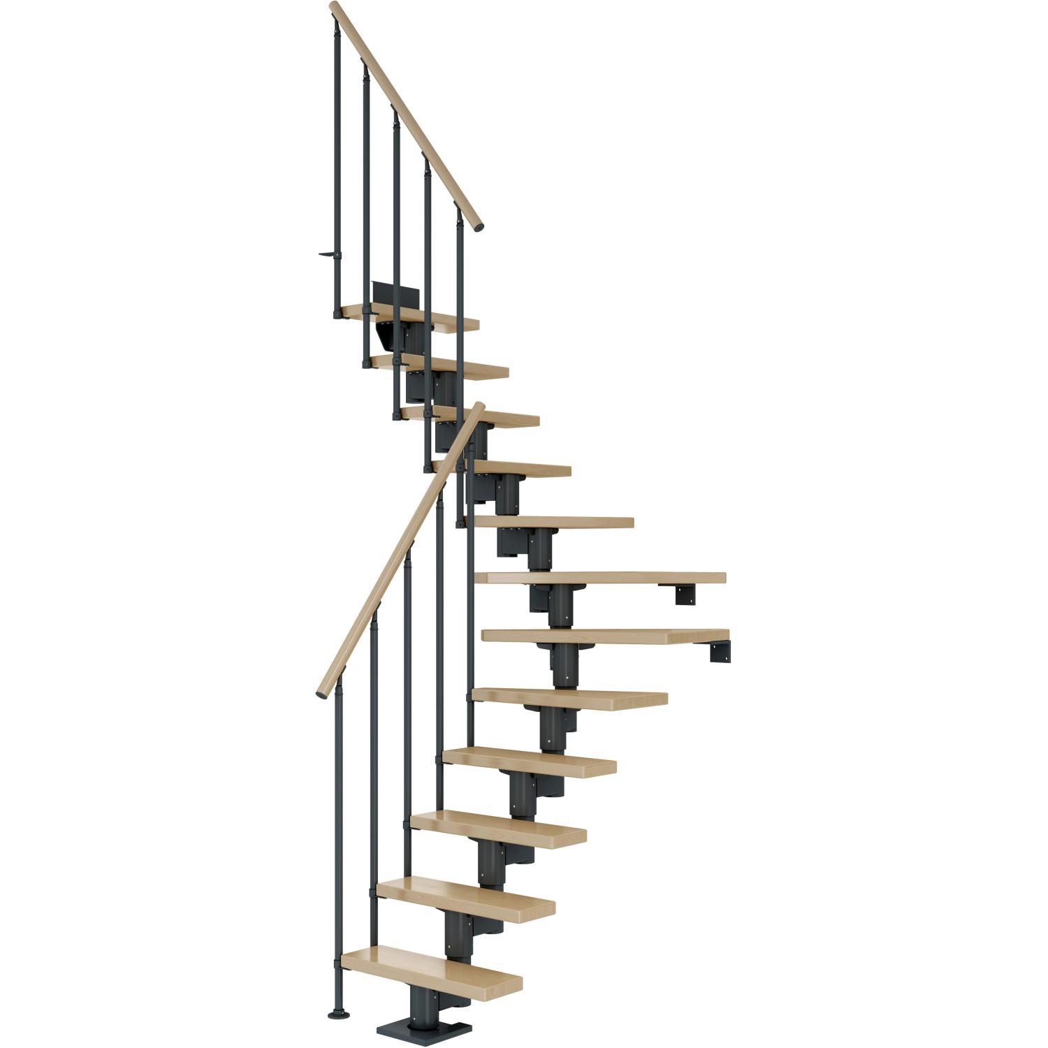 Dolle Mittelholmtreppe Dublin Ahorn Anthrazit GH bis 270 cm 1/4 Gewendelt 7 günstig online kaufen