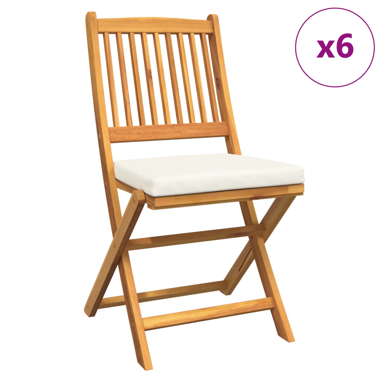 vidaXL Garten-Klappstühle mit Weißen Kissen 6 Stk Massivholz Akazie 3329125 günstig online kaufen