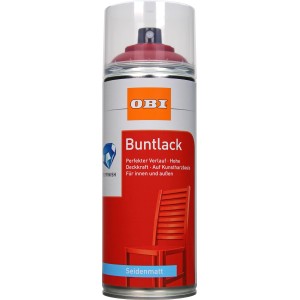 OBI Buntlack Spray, tiefrot, seidenmatt, 400ml Dose. Ideal für Holz, Metall, Innen & Außen.