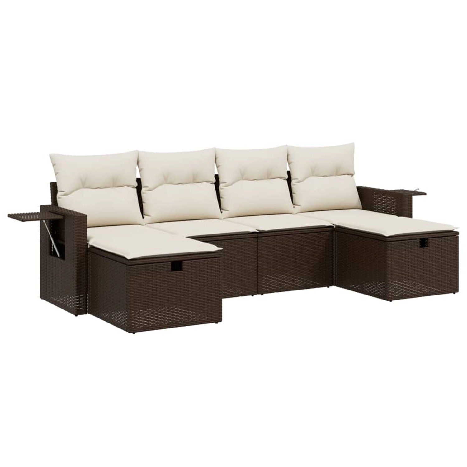vidaXL 6-Tlg Garten-Sofagarnitur mit Kissen Braun Poly Rattan 3263859 günstig online kaufen