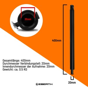 EBERTH Bohrer Verlängerung, 400mm Stahl, für Erdbohrer & Gartenbohrer.