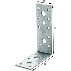 Feuerverzinkter Simpson Winkelverbinder aus Stahl, 120x92x40 mm, mit verschiedenen Lochbildern für Holz- und Betonanschlüsse.