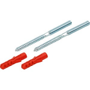 2 Stockschrauben M8 x 120 mm mit Dübeln zum Befestigen an Mauerwerk, Beton und Holz.