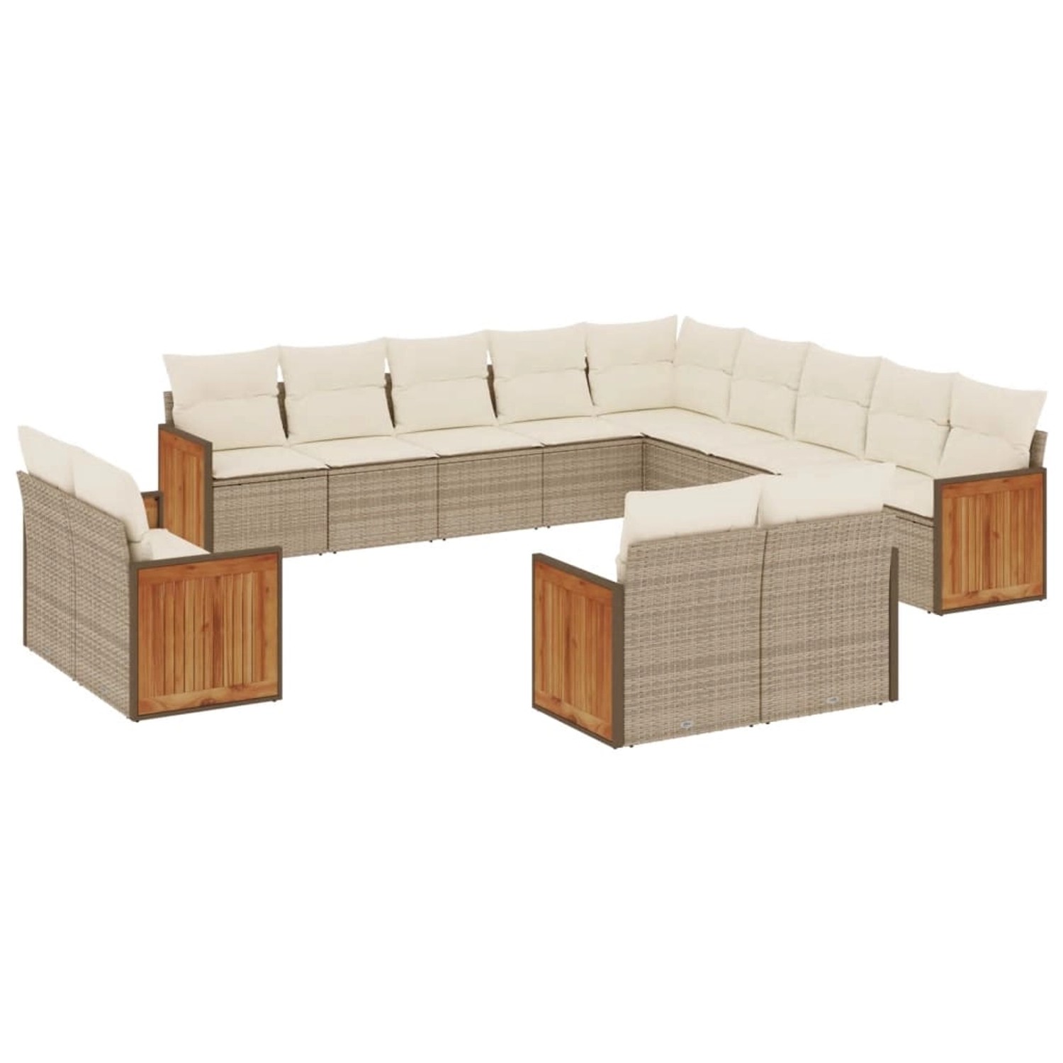 vidaXL 13-Tlg Garten-Sofagarnitur mit Kissen Beige Poly Rattan 3228207 günstig online kaufen