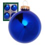 Glänzende dunkelblaue Krebs Glas Lauscha Weihnachtskugeln, 8cm, mit goldenen Kappen im 4er-Set. Glasornamente für festlichen Baumschmuck.