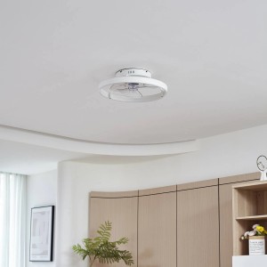 Lindby LED Deckenventilator mit Lampe Momitu 10022129 Dimmbar Leselampe Modern in Weiß aus Aluminium Wohnzimmerleuchte