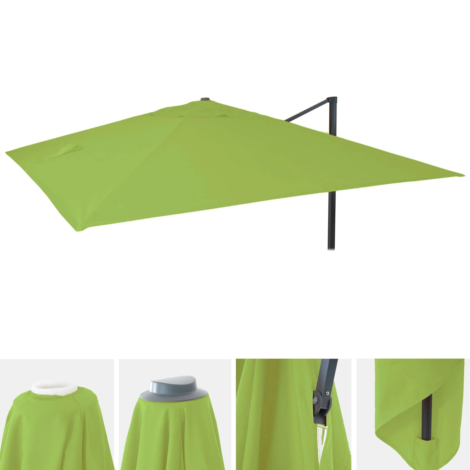 MCW Ersatzbezug für Sonnenschirm A96, 3,5x3,5m, hellgrün, aus Polyester, witterungsfest.