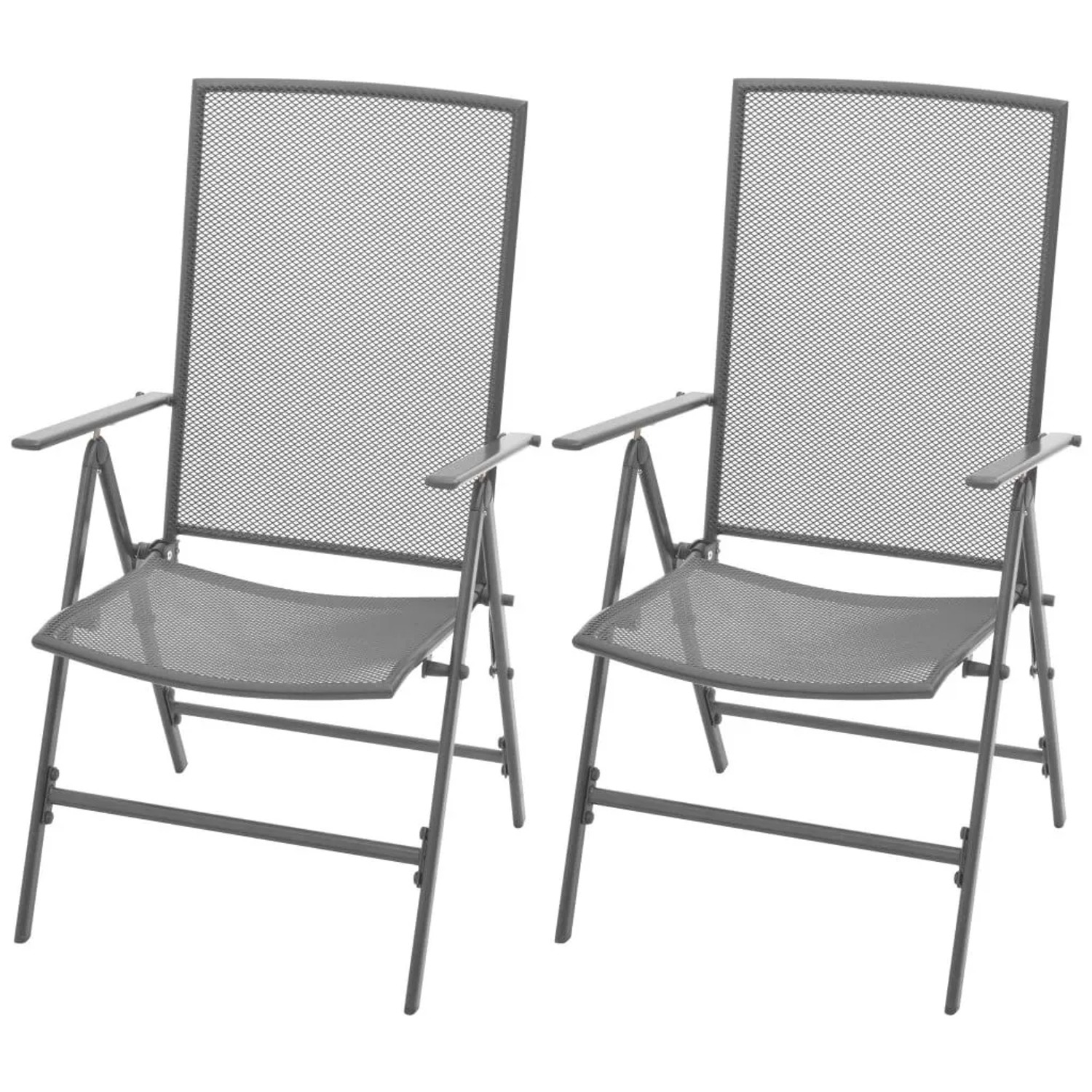 Furnicato Verstellbare Gartenstühle 2er Set Anthrazit Stahlgewebe Design