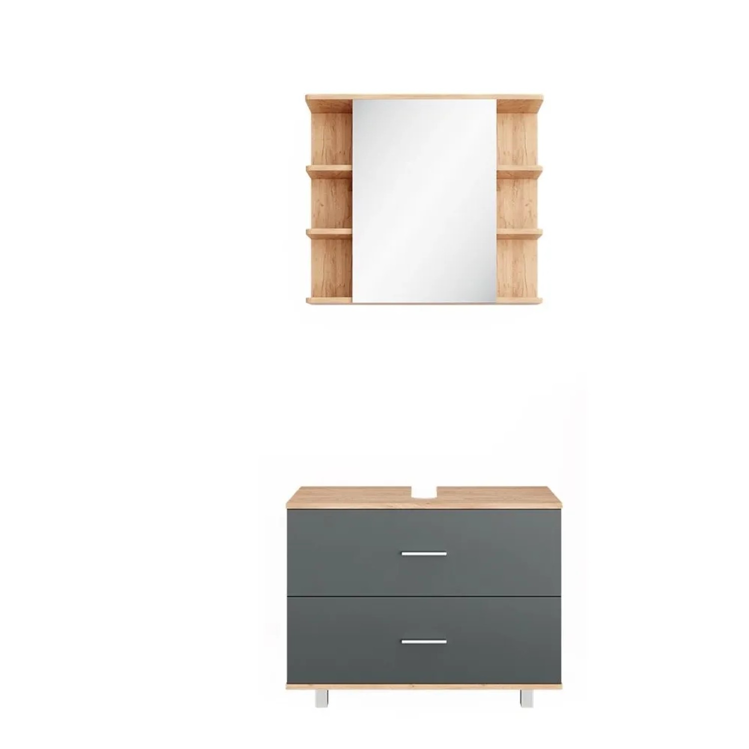 Vicco Badmöbel-Set Ilias Anthrazit/Goldkraft Eiche 80 x 61 2-teilig