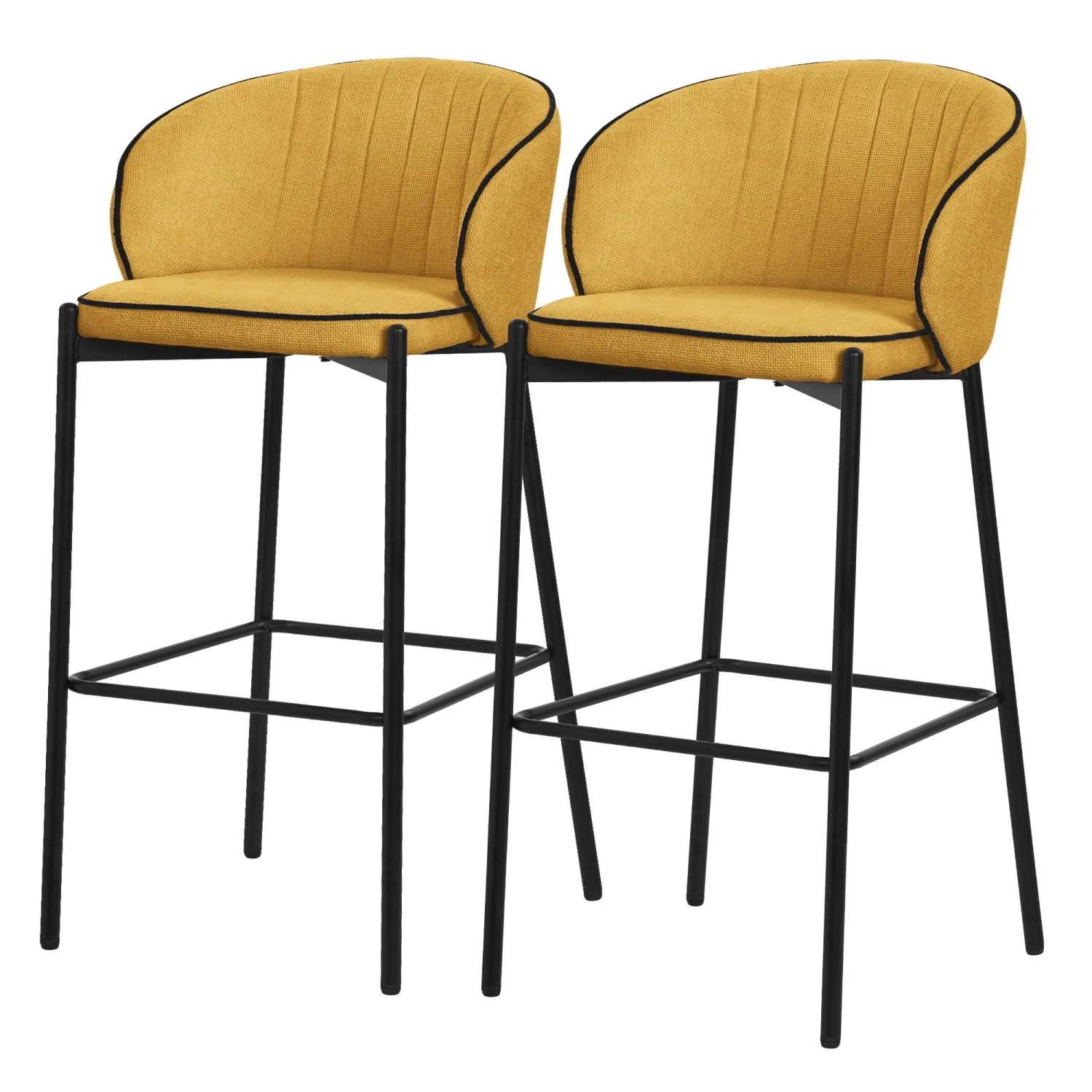 ML-Design Barhocker 2Er Set Senf 76 cm Hoch mit Stoffbezug günstig online kaufen