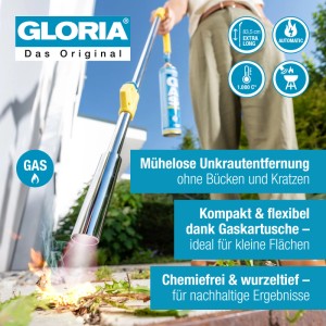 Gloria Thermoflamm bio Classic Plus Unkrautbrenner mit Gaskartusche im Einsatz.