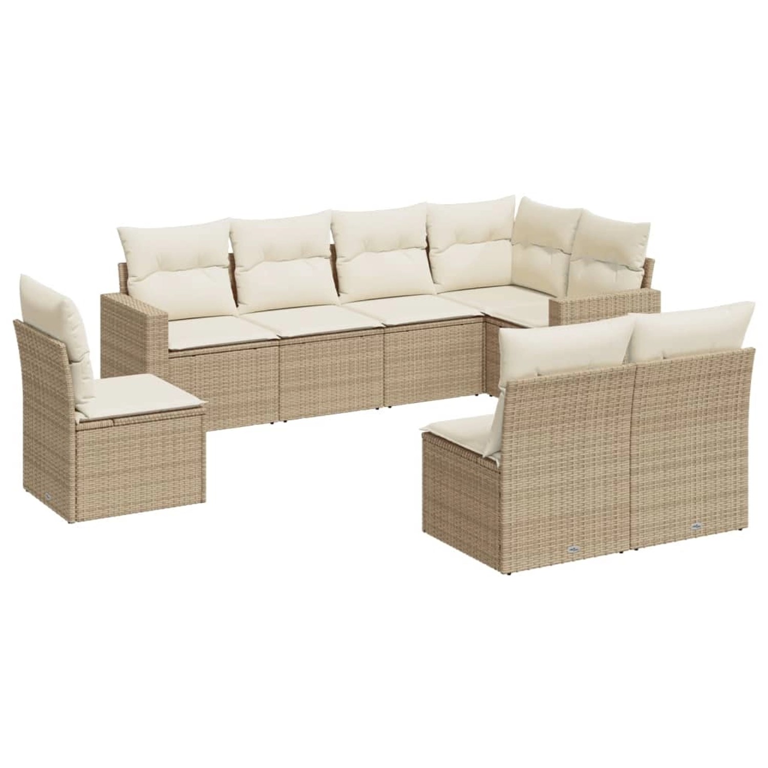 vidaXL 8-Tlg Garten-Sofagarnitur mit Kissen Beige Poly Rattan 3219058 günstig online kaufen